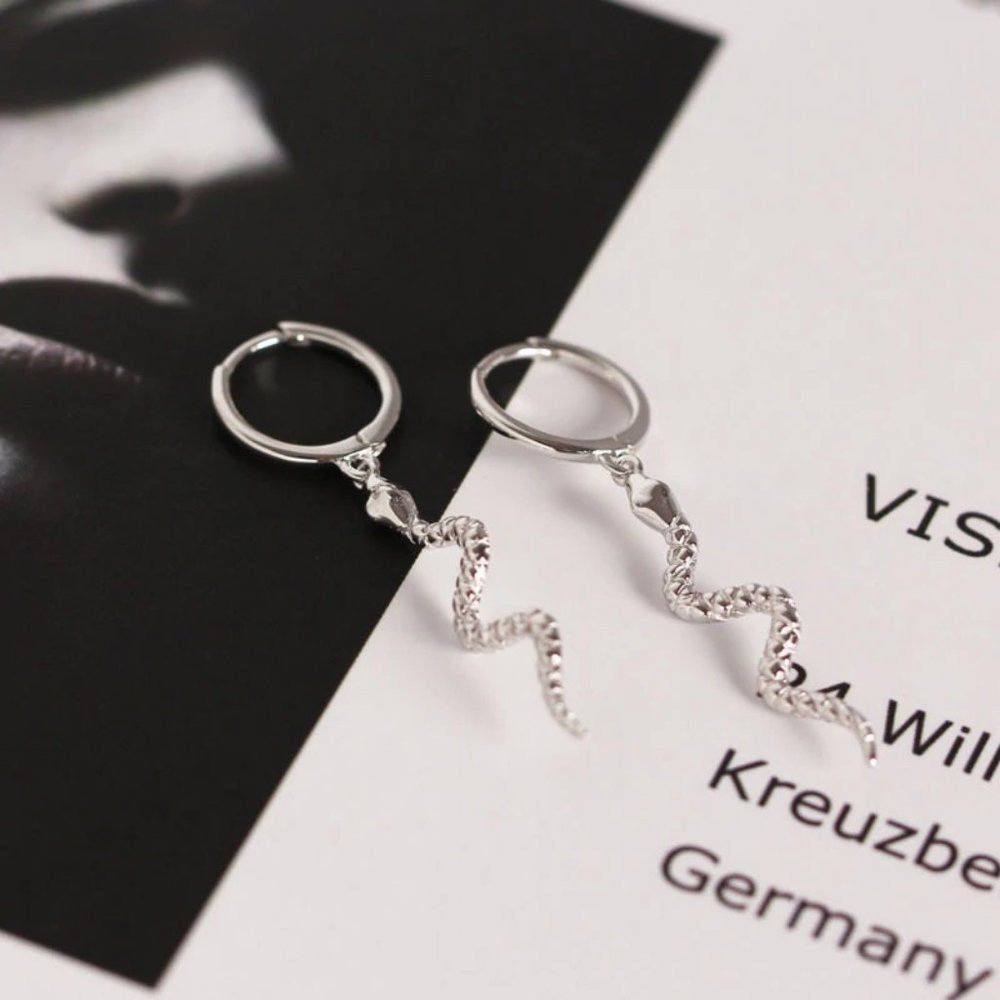 *NEW 925 Sterling Silver Swirl Drop Hoop Earrings - Picture 8 of 10